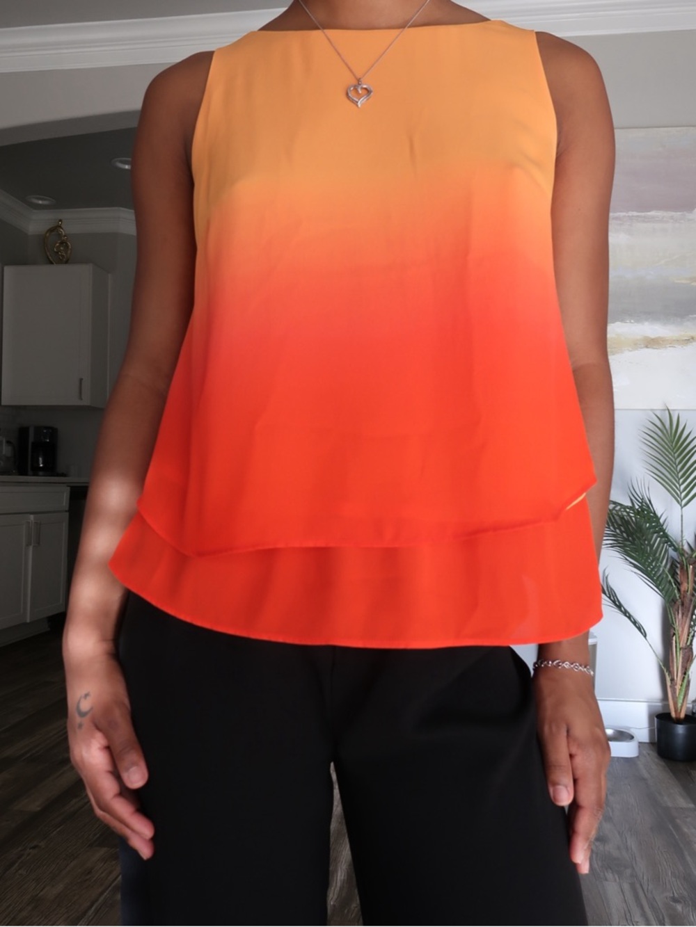 Worthington Orange to Red Ombre Sleeveless Camisole